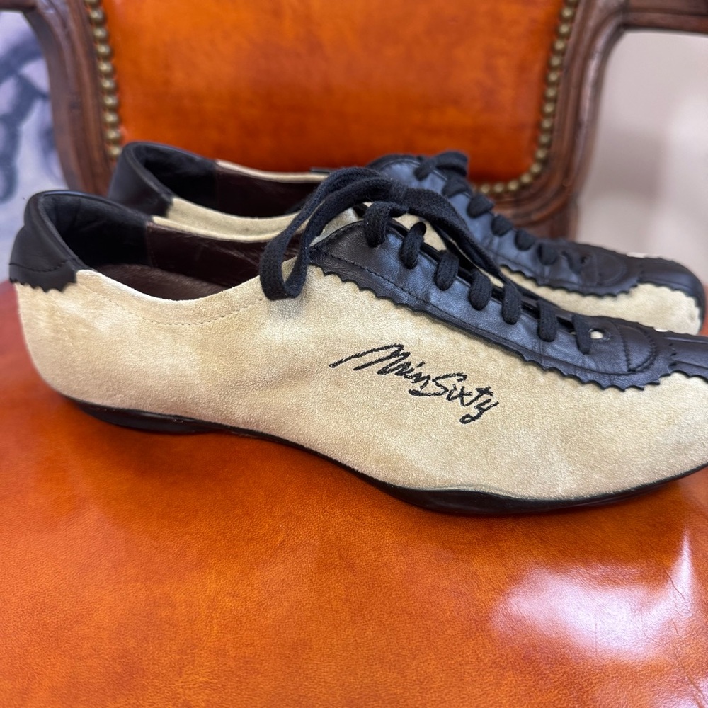 Miss Sixty Y2K Beige Brown Suede Leather Lace Up Sneakers Made in Italy Sz 37 - Picture 4 of 11